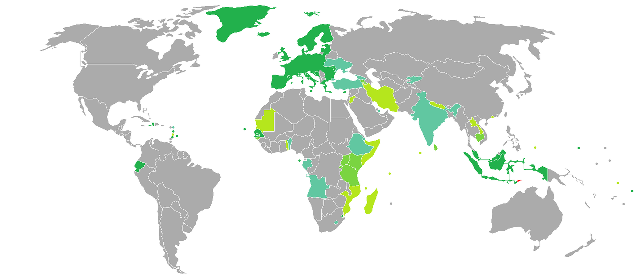 东帝汶护照免签国家和地区分布图