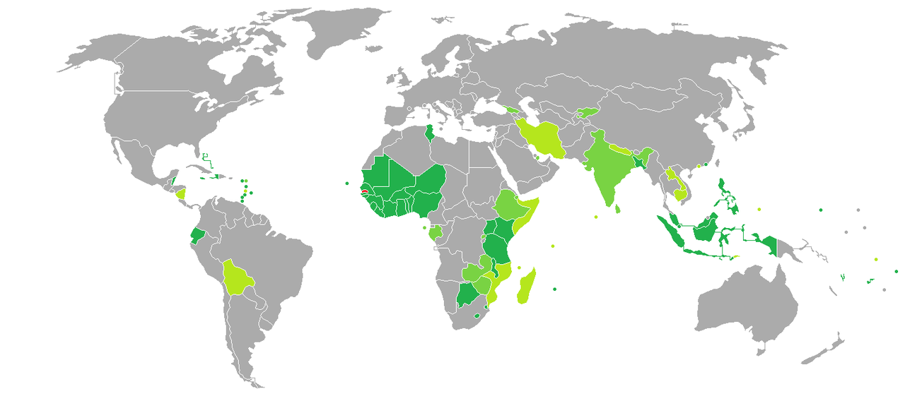 冈比亚护照免签国家和地区分布图