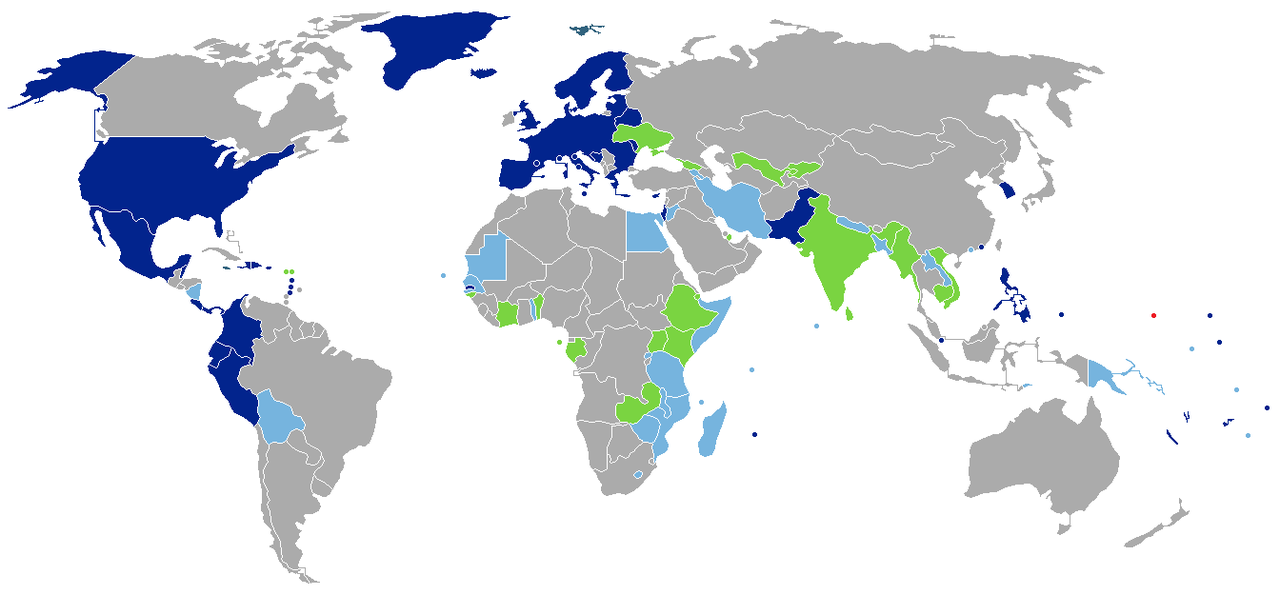 密克罗尼西亚护照免签国家和地区分布图