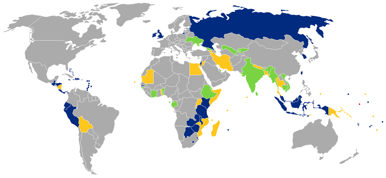 瑙鲁护照免签国家和地区分布图