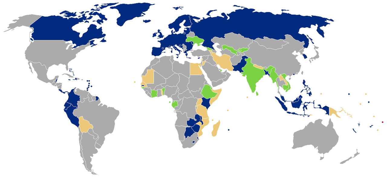 萨摩亚护照免签国家和地区分布图