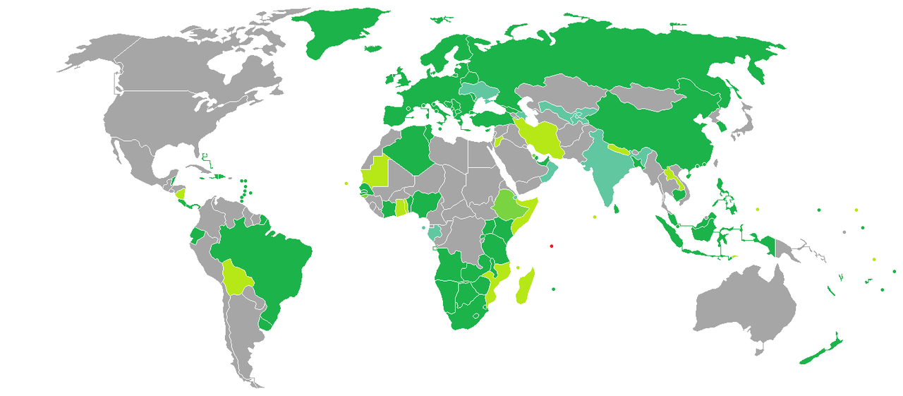 塞舌尔护照免签国家和地区分布图