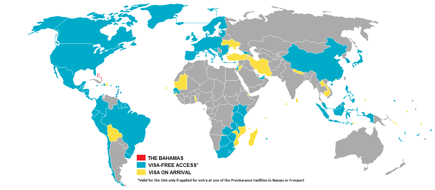 巴哈马护照免签国家和地区