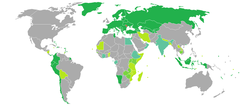 摩尔多瓦护照免签国家和地区分布图