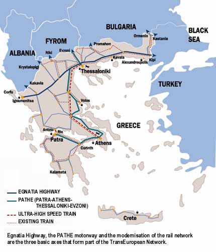 希腊公路分布图