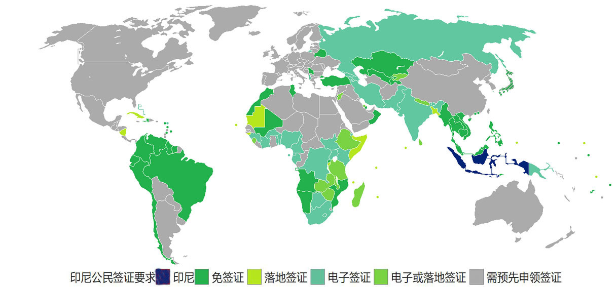 印尼护照免签国家和地区