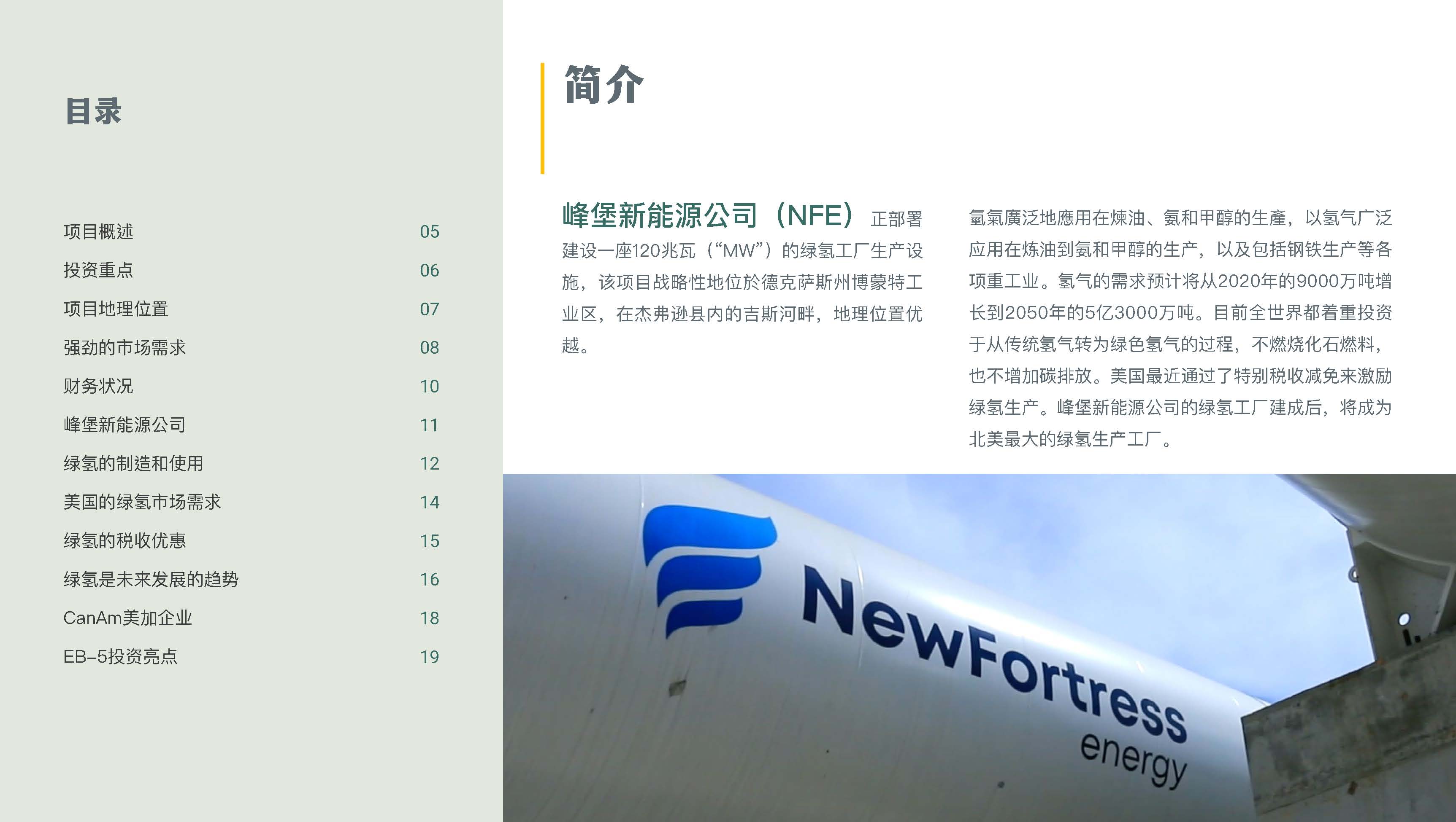美国CanAm公司绿氢工厂开发EB5项目